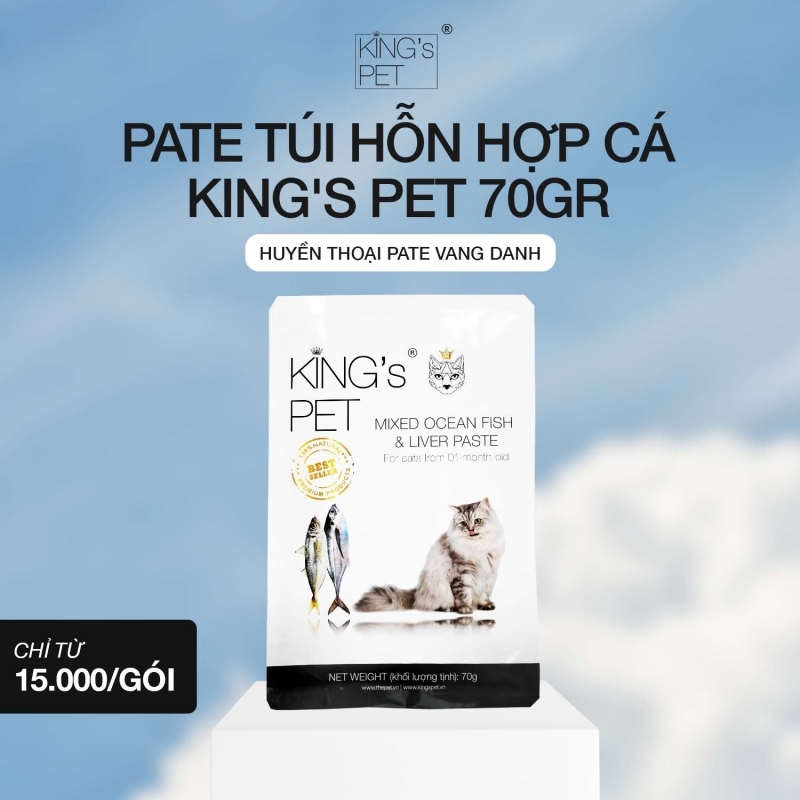 BAO BÌ THÔNG MINH, CÔNG THỨC ĐỘC QUYỀN CHIẾM SÓNG PET SHOP KHẮP VIỆT NAM 2 Pate túi Cá Hồi King's Pet 70gr - Pate cho mèo giàu omega, tăng khả năng miễn dịch