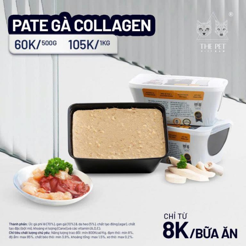 Quy Trình Chăm Sóc Chó Rụng Lông Đúng Chuẩn & Điều Nên Tránh 1 Pate gà collagen The Pet Vietnam - Bữa ăn thơm ngon cho lông chó chắc khỏe